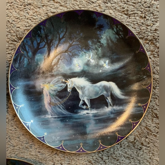 Set of 5 Unicorn Collector Plates Forest Enchantment Silvery Splashes Twilling - Picture 11 of 16